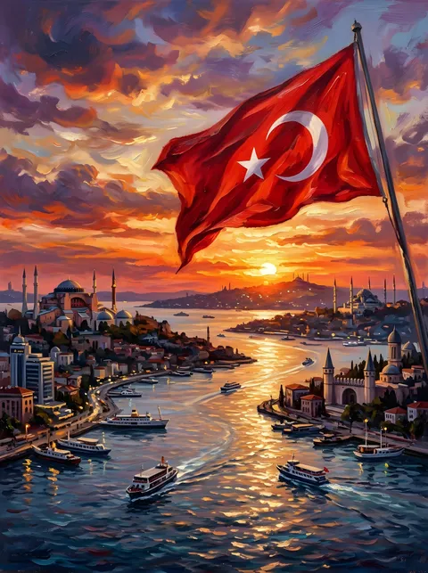 Flaga Turcji nad Bosforem