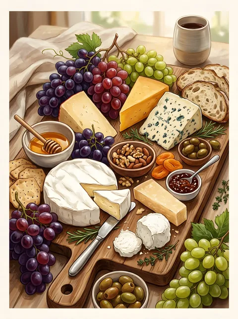 Käse und Trauben