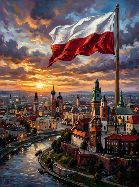 Бела-Црвена над Краковом