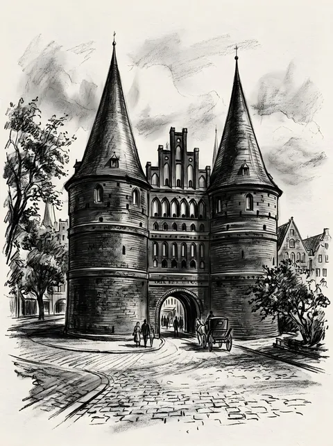 Holstentor in Kohle