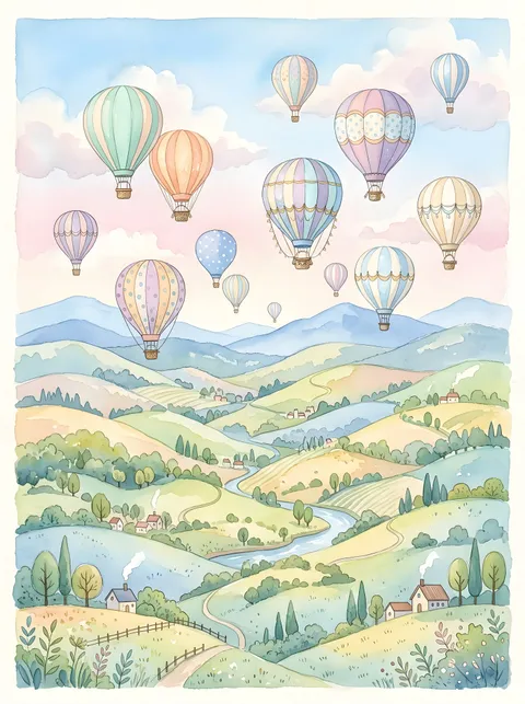 Ballons über Hügeln