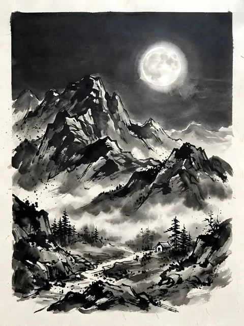 Mond über dem Berg