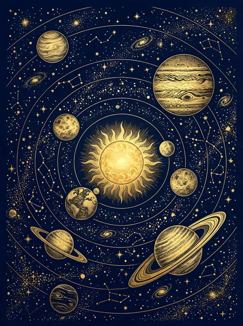 Planeten in Gold