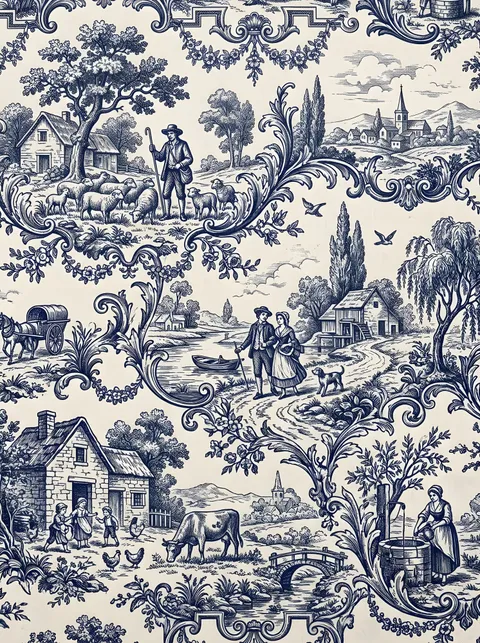 Toile de Jouy Blu
