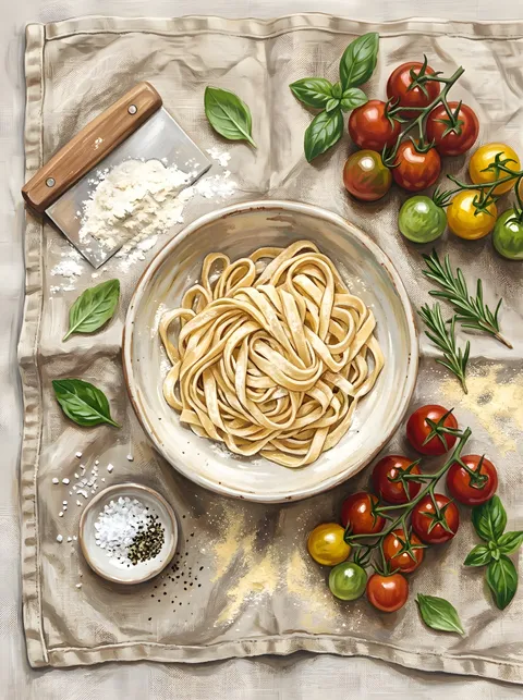 Pasta und Tomaten